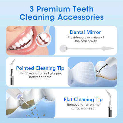 Ultrasonic Dental Scaler 5 Modes Plaque Tartar Remover for Teeth Rechargeable Electric Tooth Cleaner Calculus Cleaning Kit Home