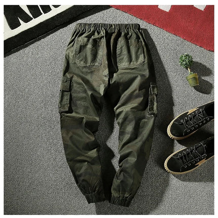 Camouflage Cargo Pants Men Cotton Streetwear Korean Hip Hop Joggers 7XL Loose Fit Casual Trousers Multi-Pockets Elastic Waist