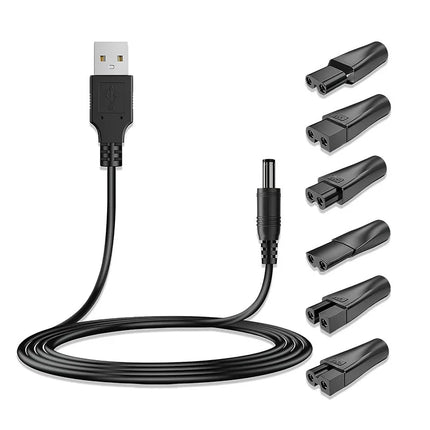 HOMEFISH USB5521 female socket to dual port adapter, hair clipper, shaver with six types of interfaces, charging converter set