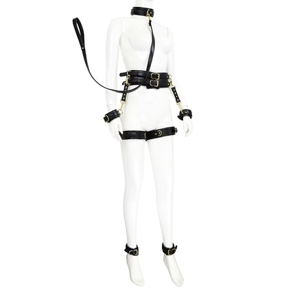 Puppy play SM Bondage Kit Collar, Waistband, Wrist cuffs, Ankle brace, Thigh cuff,  Adult Games Restraints Handcuffs Sex Toys