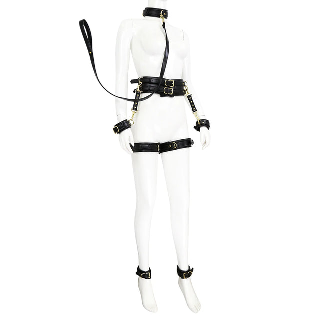 Puppy play SM Bondage Kit Collar, Waistband, Wrist cuffs, Ankle brace, Thigh cuff,  Adult Games Restraints Handcuffs Sex Toys