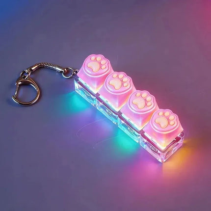 `Clickable Keyboard Keychain LED Light - Stress Anxiety Relief Fidget Toy, Portable Desktop Accessory for Office Decoration Gift