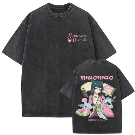 Japanese Anime The Apothecary Diaries Washed Vintage T Shirt Maomao Graphic T-shirt Men Women Cartoon Manga Funny T-shirts Tops