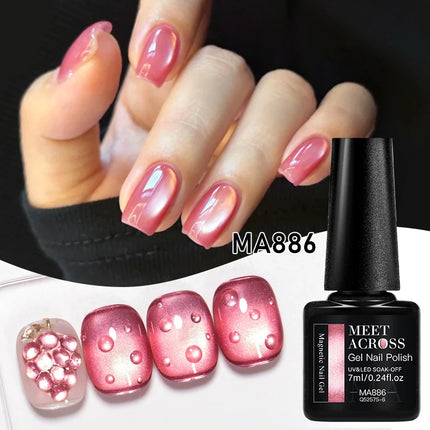 Grape Purple Cat Magnetic Gel Nail Polish Jelly Glass Beads Effect Magnetic Semi Permanent Soak Off UV Gel Varnish Nail Supplies