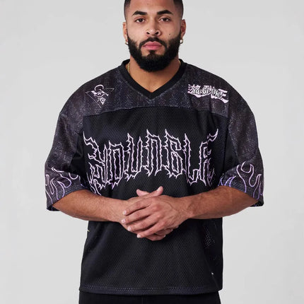 YA Trendy Brand oversized t-shirt Street leisure quick drying Breathable Large Mesh shirt animation graphic tee Short Sleeve to