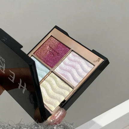 Herorange Color Block Dream Shadow Palette Four-Color Glitter Chameleon Effect Pearlescent Sparkling Easy to Apply Long-Lasting Non-Fading Mashed Potato Texture Four-Color Eyeshadow Palette Cosmetics Christmas Gift