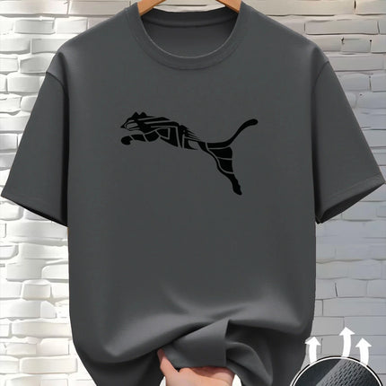 New Summer Luxury Men's Fashion Fox Leopard Print T-shirt Crewneck Casual Trend Y2K High-end High Quality Fitness Sports T-shirt