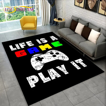 3D Cartoon Game Gamer Gamepad Large Area Rug, Carpet Rug for Living Room Kids Bedroom Sofa Doormat Decor, Child Non-slip Floor Mat