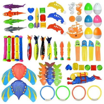Kids Summer Swimming Pool Diving Toy Shark Rocket Throwing Toy Water Fun Games Pool Toys Swim Games Sinking Set for Boys Girls
