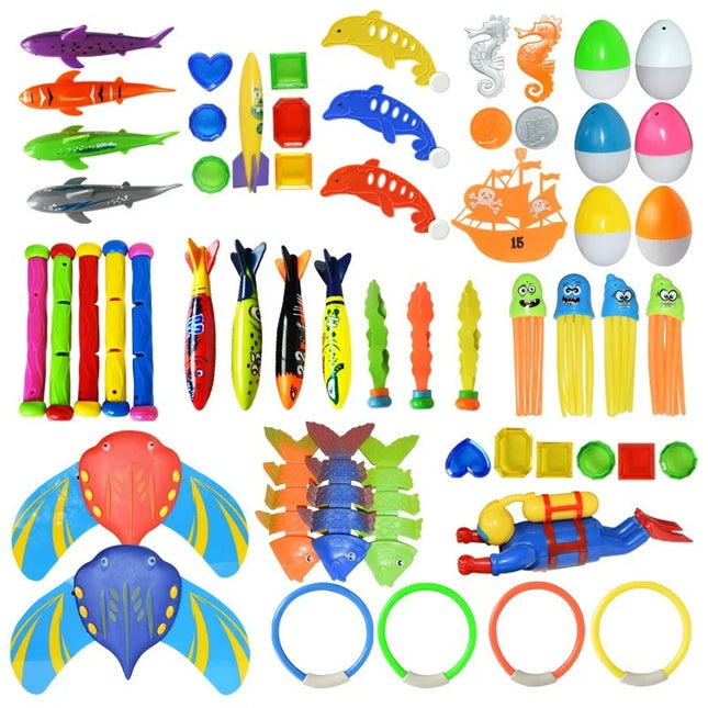 Kids Summer Swimming Pool Diving Toy Shark Rocket Throwing Toy Water Fun Games Pool Toys Swim Games Sinking Set for Boys Girls