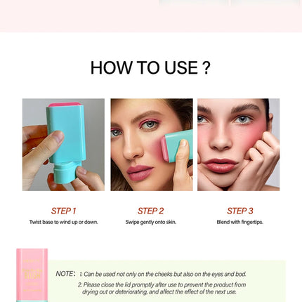 Tinted Mositure Blush Stick Face Pink Cream Cheek Blusher Cosmetics 3 in 1 Makeup Tubes used on eyes cheeks High color rendering