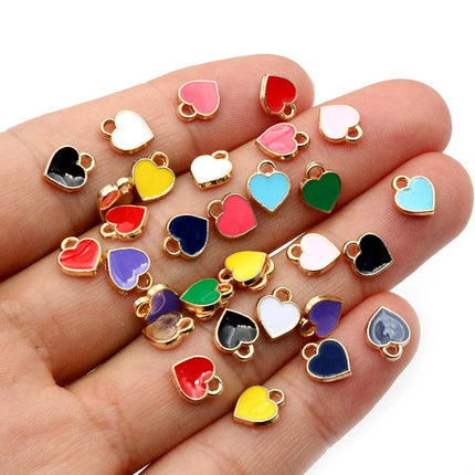 50pcs Red Small Cute Heart Charms Pendant 6x8mm Alloy Metal DIY Jewelry Making Accessories for Earrings Bracelet Necklace