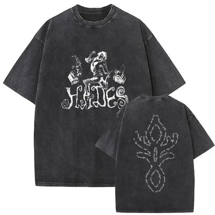 Washed Oversized T-shirt Melanie Martinez Heads Album Men Women Short Sleeve Harajuku Fashion Short Sleeve T-shirt Streetwear