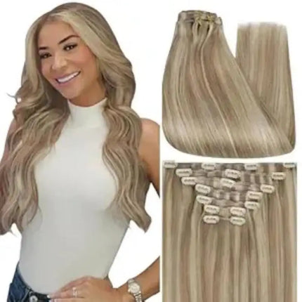 Full Shine Clip in Hair Extensions Human Hair Balayage Color Double Drawn Large Weight 150G Thicker Brazilian 100% Human Hair