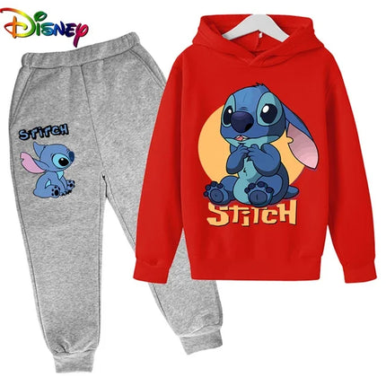 Children Boys Girls Stitch Hoodies Pants Set Boys Girls Stitch Sweatshirts Hooded Kids Fashion Stitch Pullovers Clothes Suit