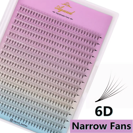 AGUUD XL Mega Tray Thin Pointy Base Narrow Premade Fans Eyelash Extension Korea Silk Russian Volume Lash Premade Narrow Fan