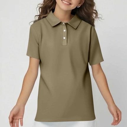 Children's Solid Color Polo Shirt Fashion Sports T-shirt Girl Lapel Casual And Comfortable Short Sleeves Tops