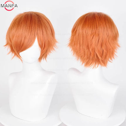 Anime 30cm Short Straight Cosplay Wig Black White Green Brown Purple Blue Gray Red Gold Man Women Heat Resistant Synthetic Hair