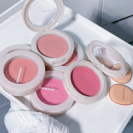 HERORANGE Monochrome Peach Face Blush Palette Mineral Pigment Cheek Blusher Powder Makeup Professional Contour Shadow Blusher