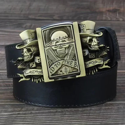 Creative Men's Belt Lighter Metal Belt Buckle Small Tool Cigarette Accessories Personalized Fashion Smoking Gift