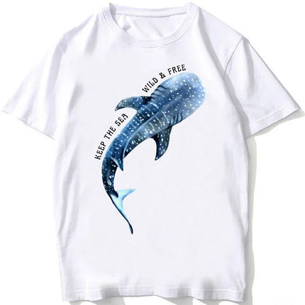 Whale Shark Anatomy Biology T-shirt Unisex Women Hip Hop Casual T Shirts Women Beach Diving White T-shirt Vintage Women Tees