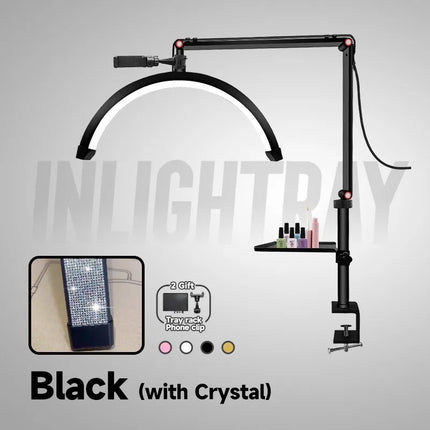 2025 Custom LOGO NEW Half-Moon Ring Light Moon Lamp Makeup Skincare Beauty Tattoo Lash Light Nail Table Facial Bed Clip-on Lamp