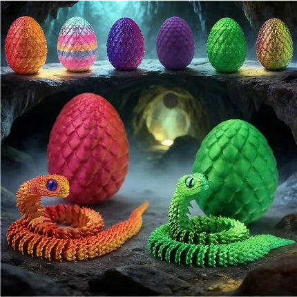 3D Print Cool Snake Dragon Egg Multi-joint Novel Easter Hot Sale Gifts Decompression Children's Toys Desktop Decorations Printed