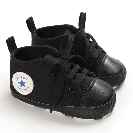 Baby Canvas Classic Sports Sneakers Newborn Baby Boys Girls Print Star First Walkers Shoes Infant Toddler Anti-slip Baby Shoes