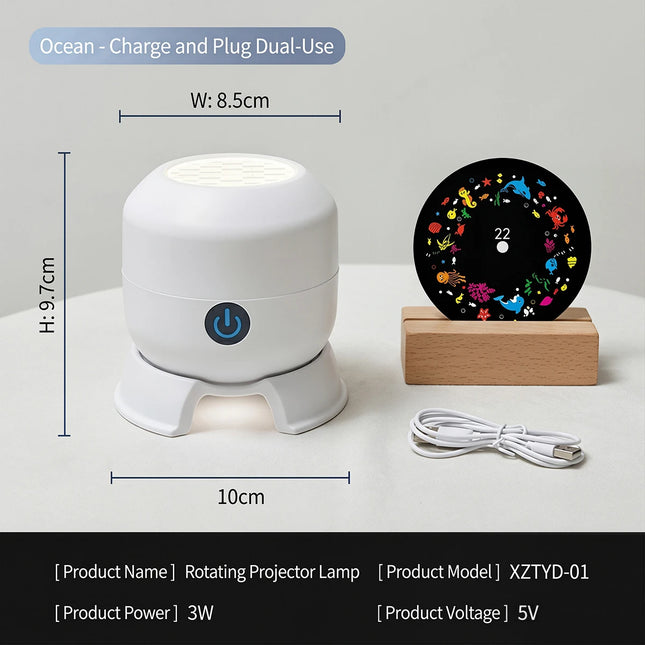 Rotating Projector Night Light USB Power LED Ocean Projector Light Dynamic Atmosphere Lamp for Bedroom Party Decor Birthday Gift