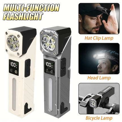 High Power LED Handheld EDC Flashlight Rechargeable Pocket Portable RGB Torch with Magnet Outdoor Camping Fishing Clip Light