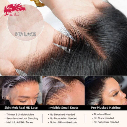 Ali Queen Hair Products 4x4 5x5 6x6 HD Lace Closure Invisible Melt Skin Full Frontal 13x6 13x4 Indian Virgin Hair