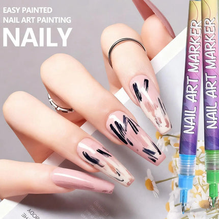 12Pcs/Set Nail Arts Drawing Graffiti Nail Polish Waterproof Painting Liner Pen DIY Abstract Lines Flower Nail Manicure Tools
