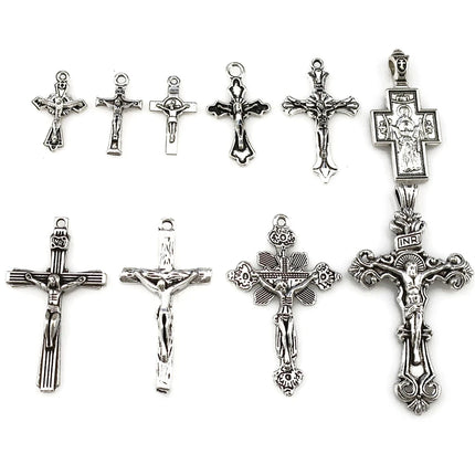 10/20/30pcs/Lot Metal Silver Color Cross Charms For Jewelry Making Supplies Christ Accessories Handmade Women/Men Pendant Charm