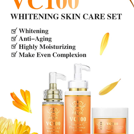 AILKE Vitamin C Whitening Kit For Women, Even Skin Tone, Clean Skin, Moisturizing, Anti Wrinkles, Skin Glowing Beauty Set