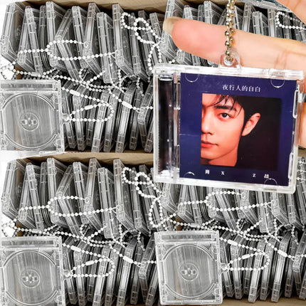 10PCS Peripheral Commemorative Blank Album Mini CD Case DIY Keyring Hanging Decoration CD Player Pendant Key Chains