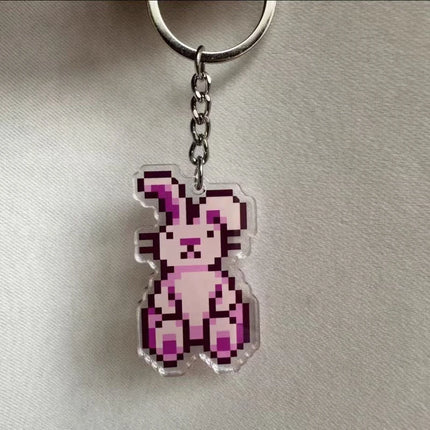 Game Stardew Valley Junimos Stardrop Cosplay Keychain Kawaii Acrylic Pixel Pendant Keyring Key Chain Bag Accessories Gift Prop
