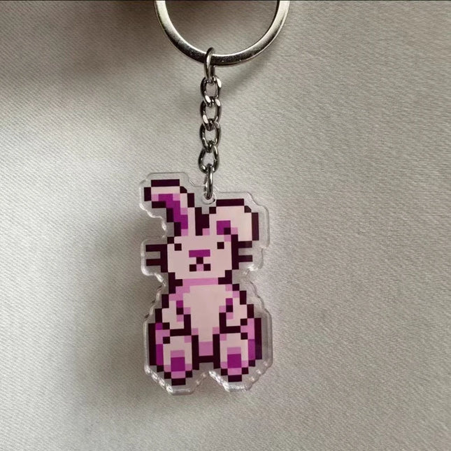 Game Stardew Valley Junimos Stardrop Cosplay Keychain Kawaii Acrylic Pixel Pendant Keyring Key Chain Bag Accessories Gift Prop