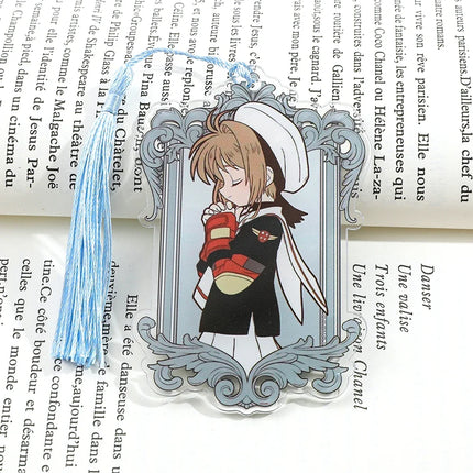 Kawaii Sweet Anime Card Cap tor Sakura Book Mark with Creberus Tassel Metal Bookmark for Women Girl Fans School Reading Supplies