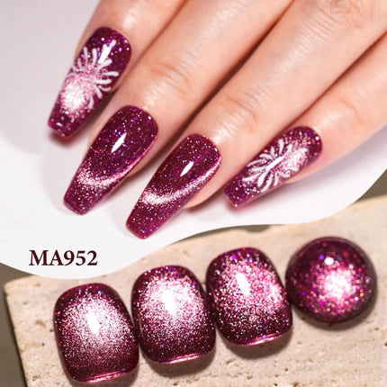 7ml Cat Reflective Magnetic Gel Nail Polish Purple Red Glitter Semi Permanent UV Gel Varnish Soak Off Nail Supplies Manicure DIY