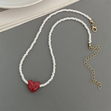 Korean Fashion Ceramics Love Heart Choker Necklace for Women Girl Colorful New Fashion Neck Jewelry Wholesale