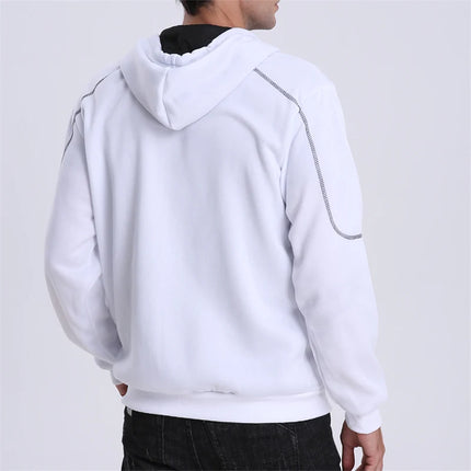 Men's Long Sleeve Zip Up Hoodie Casual Athletic Sweatshirt Hooded Jacket with Pockets Spring Fall Warm Fleece Lined Coat Outwear