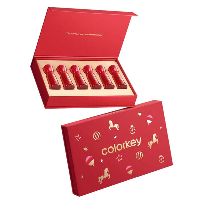 COLORKEY [Year of the Horse Limited Edition] Water Mist Lip Glaze Set Unique Gift Box  Matte Velvet Lipstick Eyeshadow Makeup