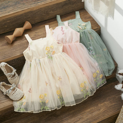ma&baby 9M-4Y Toddler Baby Kid Girl Dress Infant Princess Summer Tulle Floral Embroidery Birthday Party Dresses For Girls
