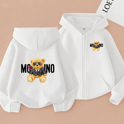Children's New Zipper Style Long Sleeve Hoodie Cute Bears Pretty girl Charming Coat Girls Boy 3-12Yrs Leisure Sweatshirt Clothes
