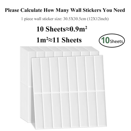 10 PCS Waterproof and Anti-oil Stick-On Tiles,Trendy Peel-and-Stick Wall Tiles for kitchen backsplash/children's room/home decor