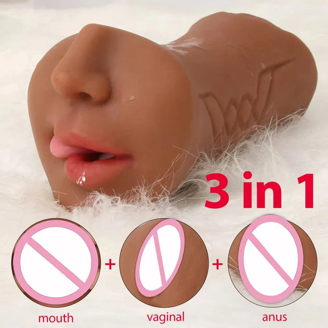 3-in-1 male sex toy, masturbation cup, male adult sex toy, tight vagina, anus, mouth, oral sex, male masturbation toy