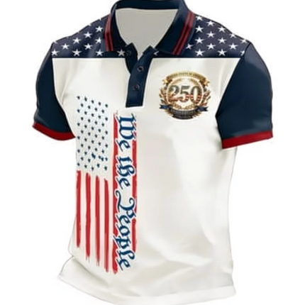 Men Women USA 250 Statue Of Liberty Print Couple Polo Shirt American Flag Patriotic Casual Sportswear For Independence Day Polo