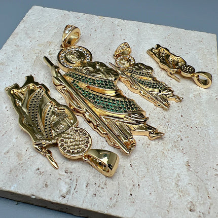 Beautiful Religious St Jude Thaddeus Pray Pendants Metal Zircon Large Charms For Jewelry Making Hip Hop Necklace Accessories