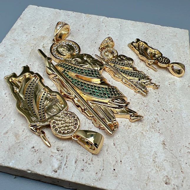 Beautiful Religious St Jude Thaddeus Pray Pendants Metal Zircon Large Charms For Jewelry Making Hip Hop Necklace Accessories