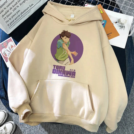 90s Japanese Anime Haikyuu Hoodies Women Funny Karasuno Fly High Graphic Streetwear Winter Warm Fashion Male Sweatshirts Unisex